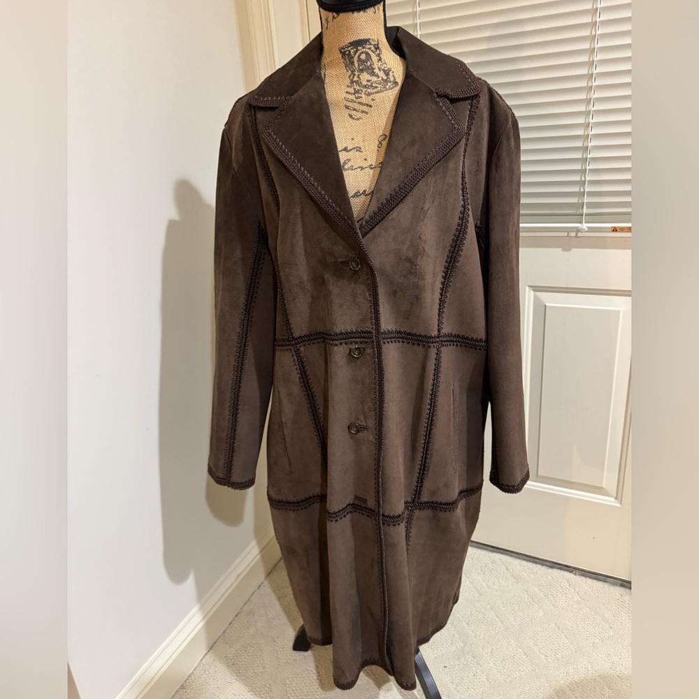 Pasha & Jo Dark Brown suede Trench Coat size XL???